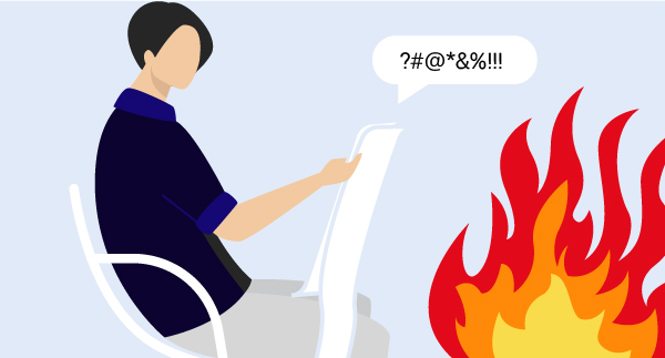 a man putting paper on fire, graphical illustration